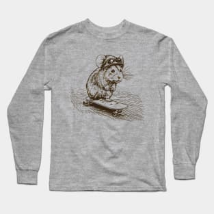 skateboarding hamster retro colors, funny hamster lover gift Long Sleeve T-Shirt